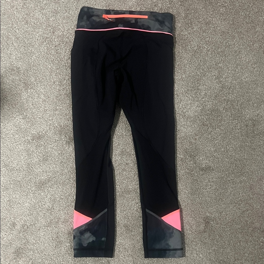 Lululemon Black Leggings with Pink Accents